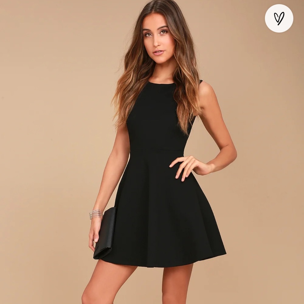 NEW LULU’s Need You Close Black Lace Backless Skater Dress